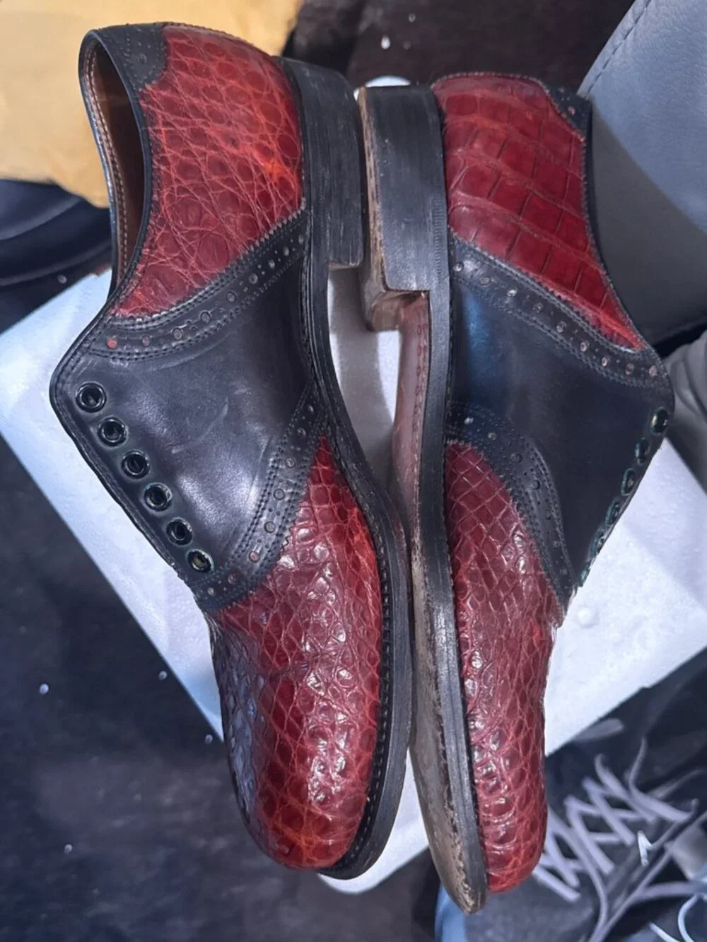 Men's Vintage Bespoke Lee Kee Alligator Saddle Shoes
